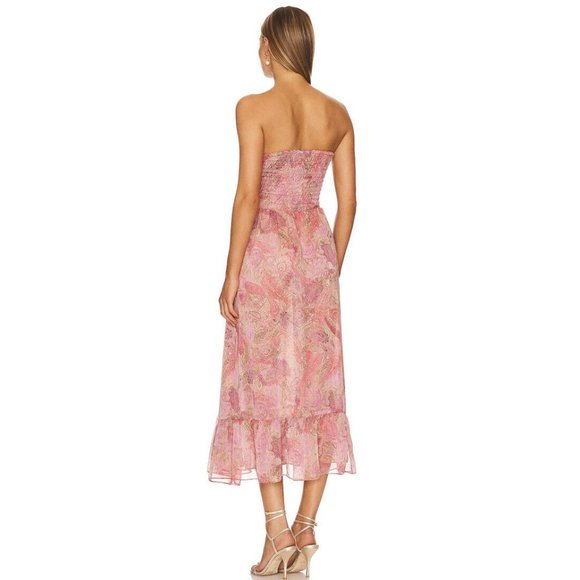 MISA Los Angeles Arianne Dress Muted Paisley Maxi Chiffon Pink - Picture 3 of 4